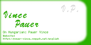 vince pauer business card